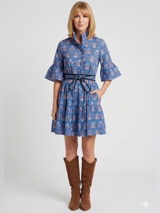 Miss Madigan Dresses & Skirts - Miss Madigan Blue Floral Button-Up dress, women size large